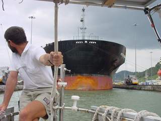 Panama Canal - A ship follows us