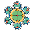 This attractive rose window is on the stairwell
